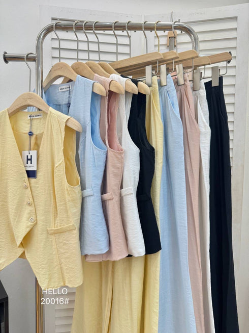 Asymmetrical Button Down Vest With Skirts Sets